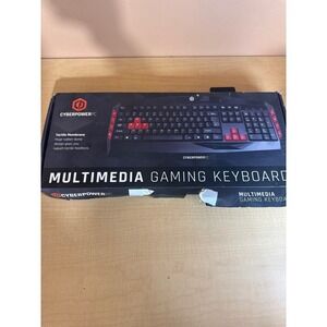 CyberPowerPC Multimedia Gaming Keyboard Wired USB Black Red Tactile Membrane